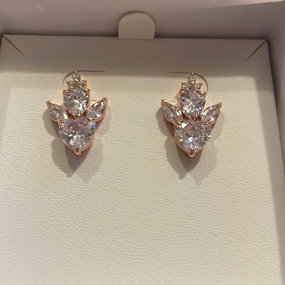 Ring bomb party:earrings solid .925 sterling silver with Rose Gold Plate